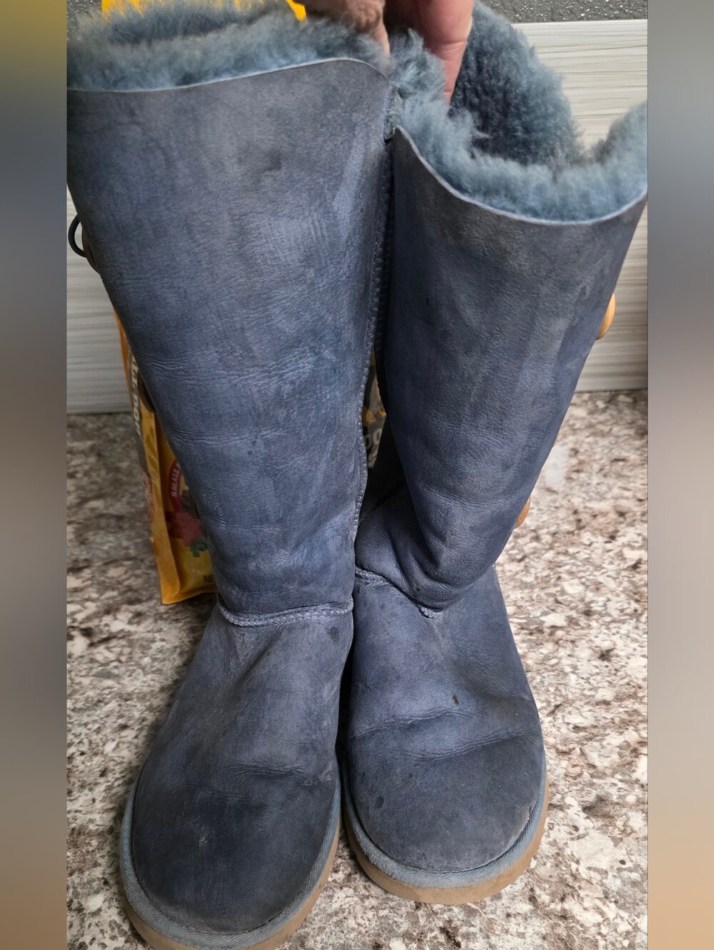 Women's UGG Tall Button Suede Boots in Slate Blue Sz 9 - Picture 4 of 6